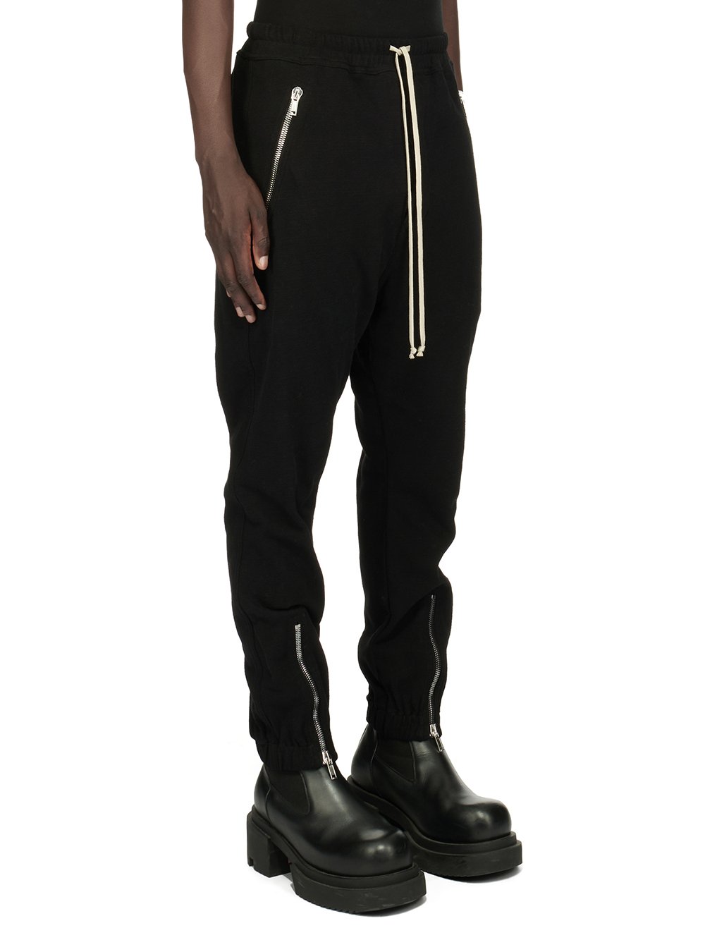 RICK OWENS FW23 LUXOR TECUATL TRACK PANT IN  BLACK BIGARZATO JERSEY 