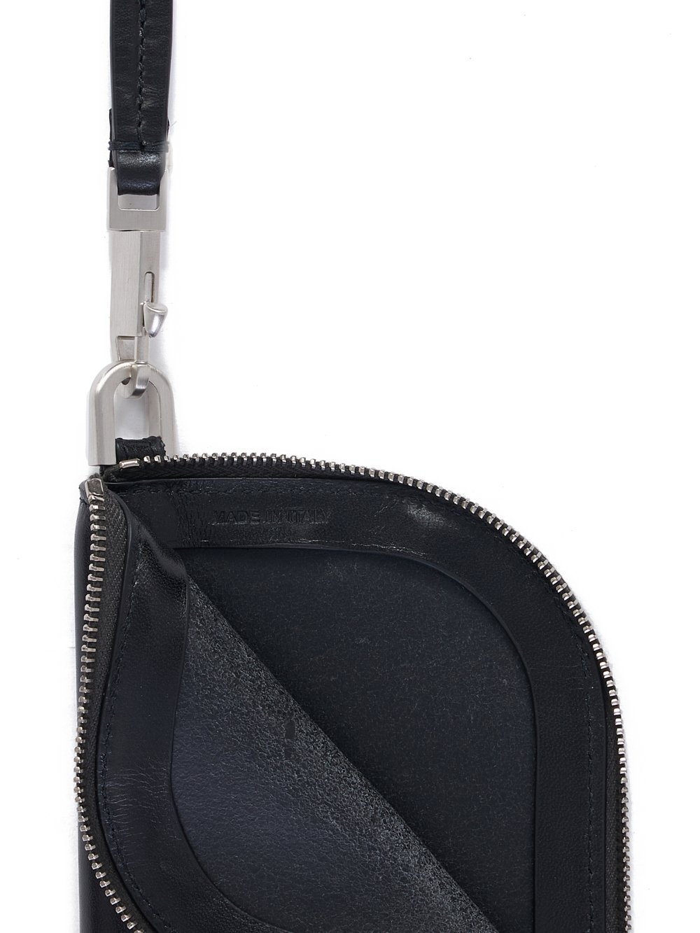 RICK OWENS FW23 LUXOR NECKWALLET IN GLOSSY GROPONE COW LEATHER