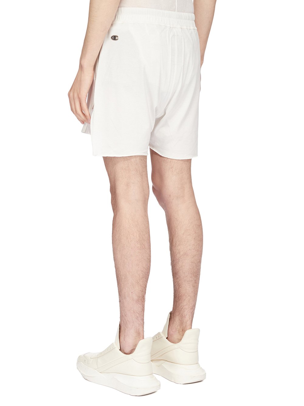 CHAMPION X RICK OWENS DOLPHIN BOXERS IN MILK WHITE MEDIUM WEIGHT COTTON JERSEY 