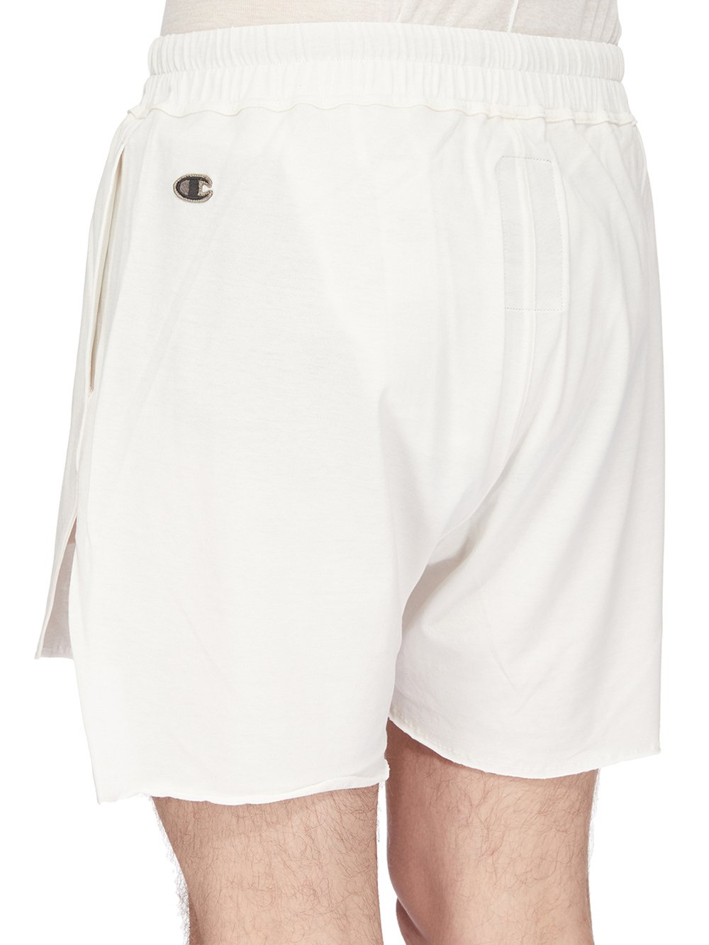 CHAMPION X RICK OWENS DOLPHIN BOXERS IN MILK WHITE MEDIUM WEIGHT COTTON JERSEY 