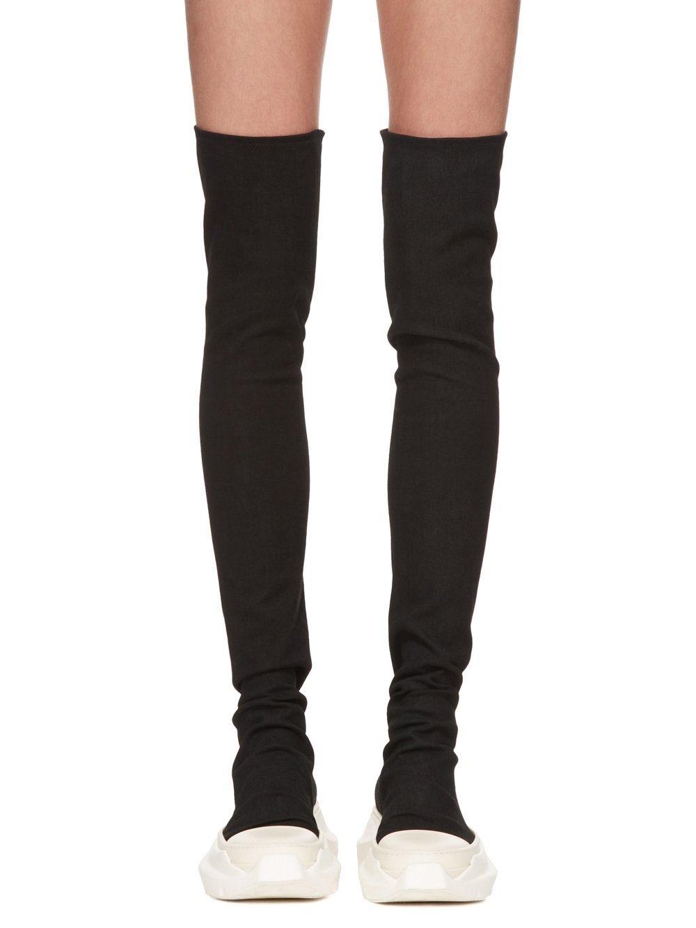 DRKSHDW FW23 LUXOR ABSTRACT STOCKINGS IN BLACKETY BLACK STRETCH DENIM