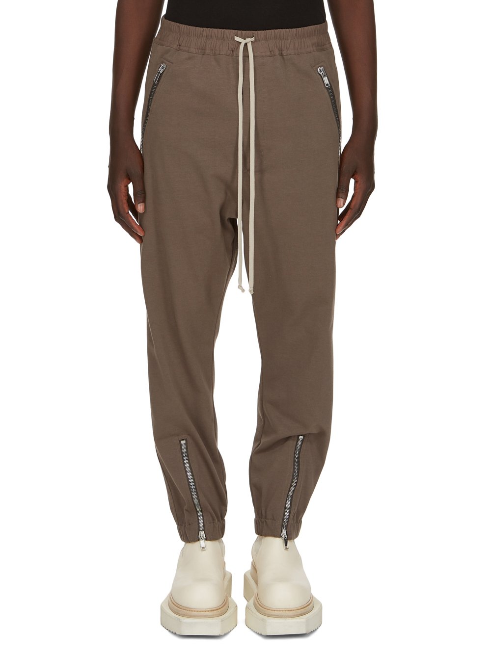 RICK OWENS FW23 LUXOR TECUATL TRACK PANT IN DUST HEAVY JERSEY