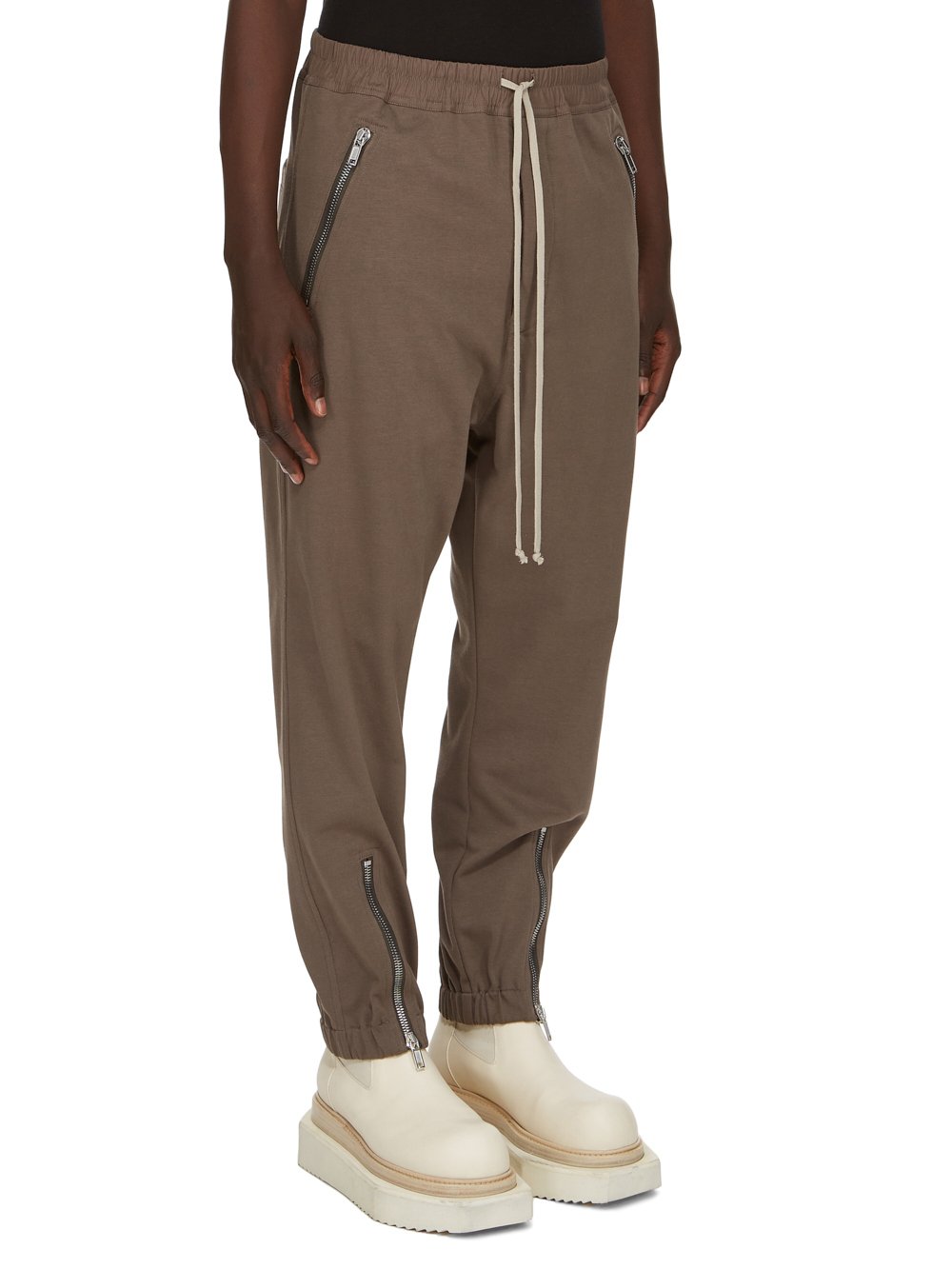 RICK OWENS FW23 LUXOR TECUATL TRACK PANT IN DUST HEAVY JERSEY