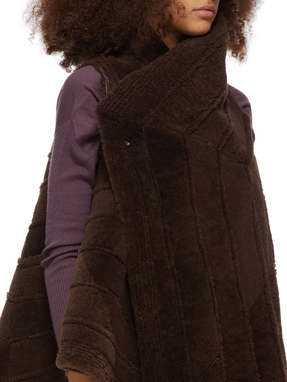 RICK OWENS FW23 LUXOR GLEAM VEST IN BROWN BUTTER LAMB SHEARLING RADIANCE