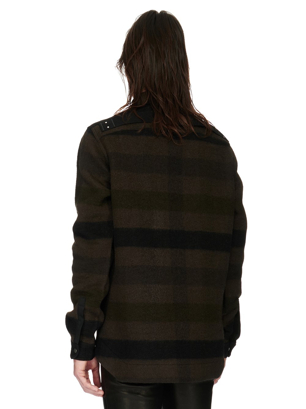 RICK OWENS FW23 LUXOR OUTERSHIRT IN BOILED WOOL PLAID