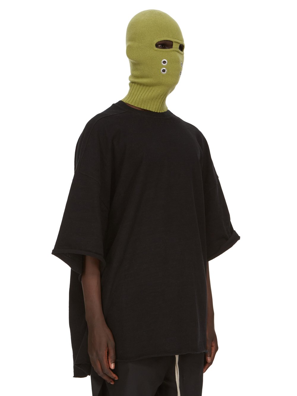 RICK OWENS FW23 LUXOR GIMP BALACLAVA IN ACID YELLOW RECYCLED CASHMERE KNIT