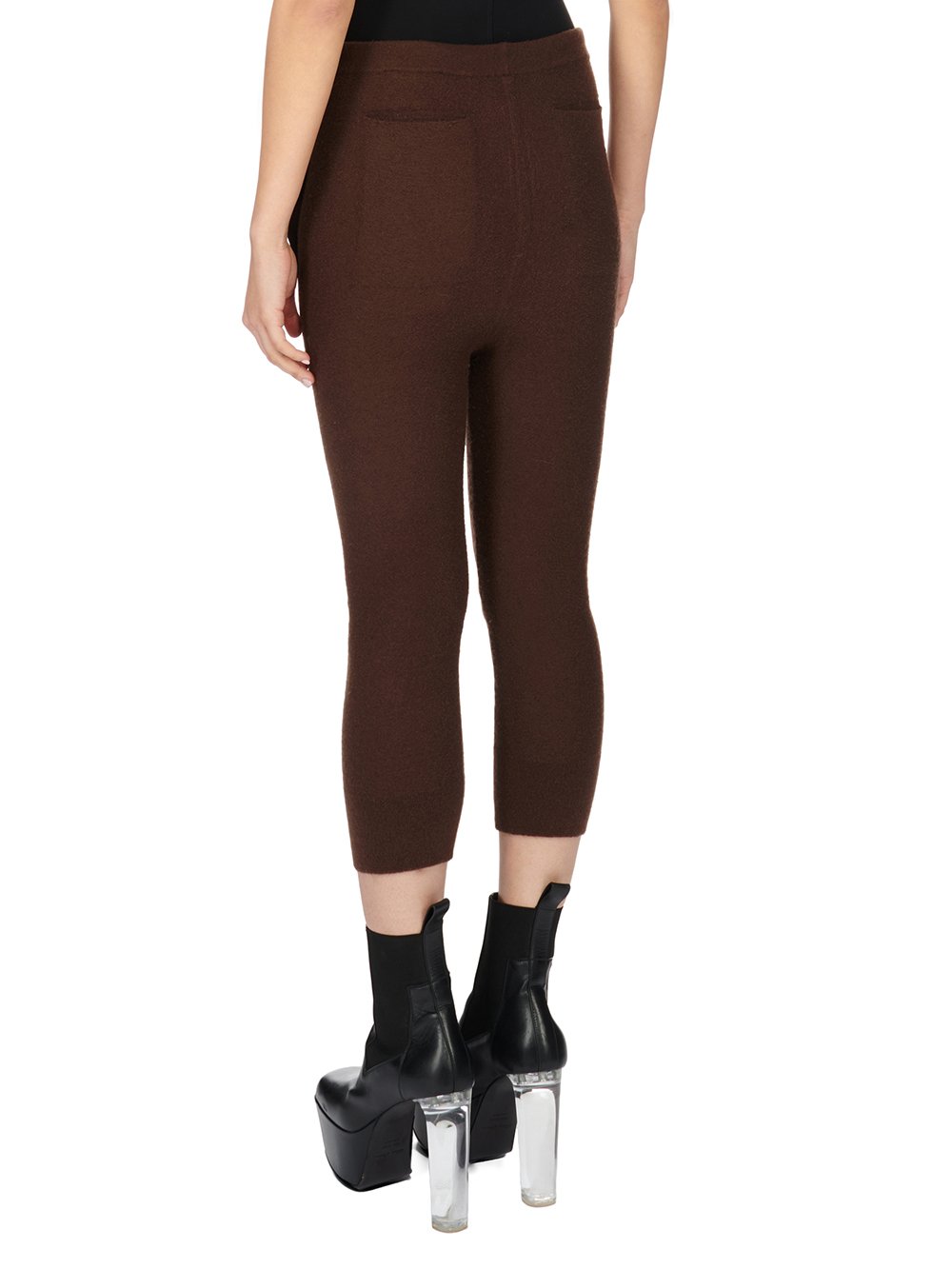 RICK OWENS FW23 LUXOR TRACK PANTS IN BROWN BOILED CASHMERE KNIT