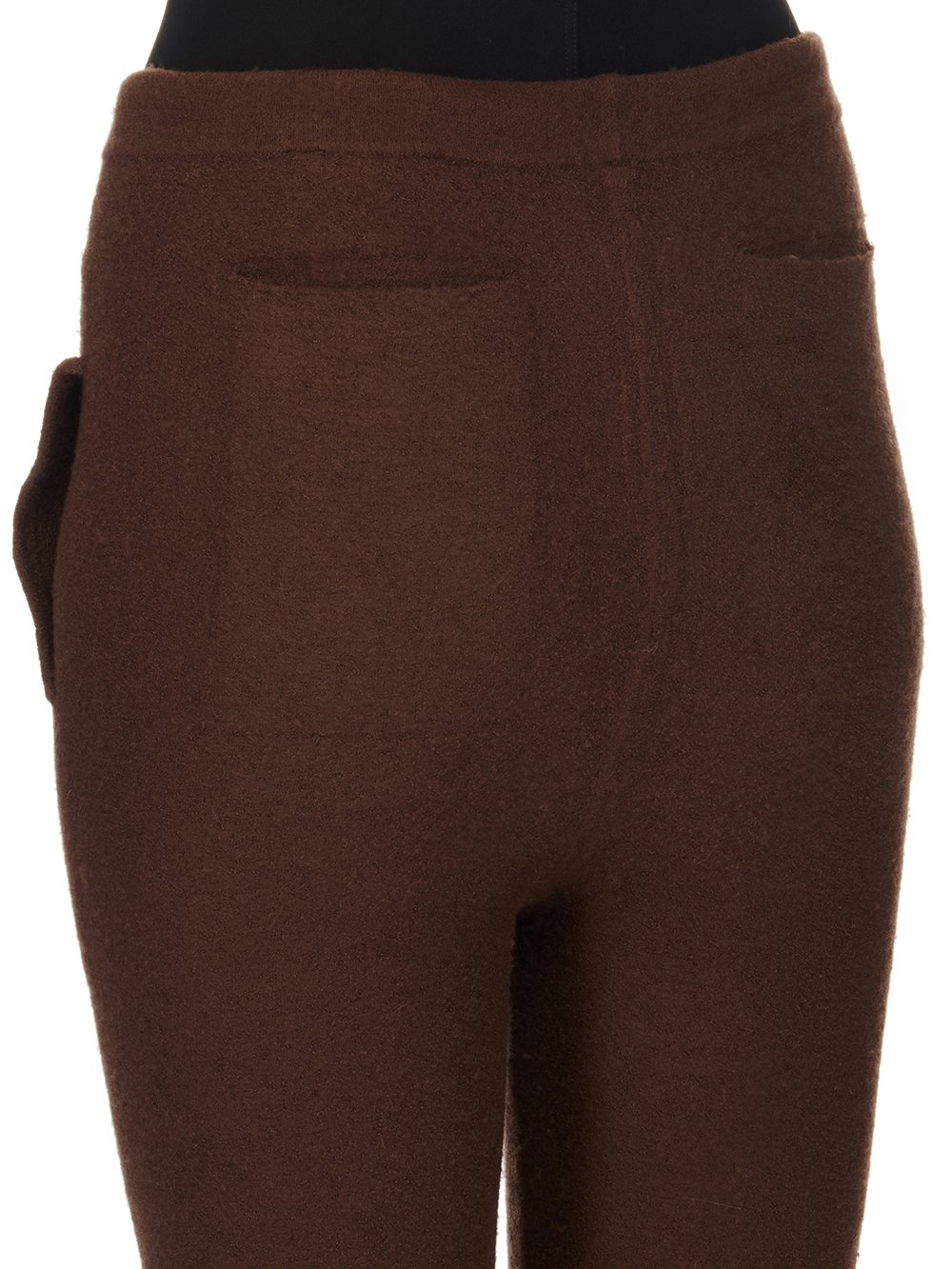 RICK OWENS FW23 LUXOR TRACK PANTS IN BROWN BOILED CASHMERE KNIT