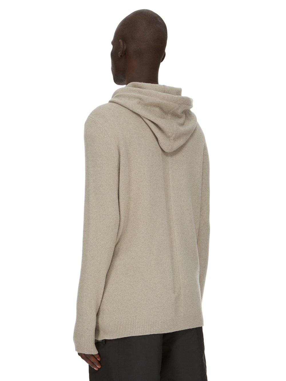 RICK OWENS FW23 LUXOR ZIPPED HOODIE IN PEARL RECYCLED CASHMERE KNIT