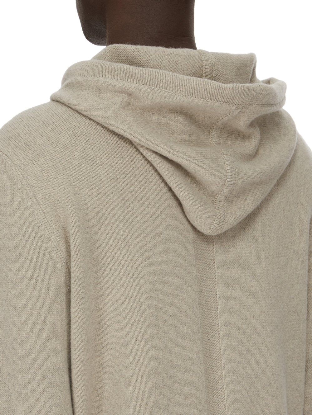 RICK OWENS FW23 LUXOR ZIPPED HOODIE IN PEARL RECYCLED CASHMERE KNIT