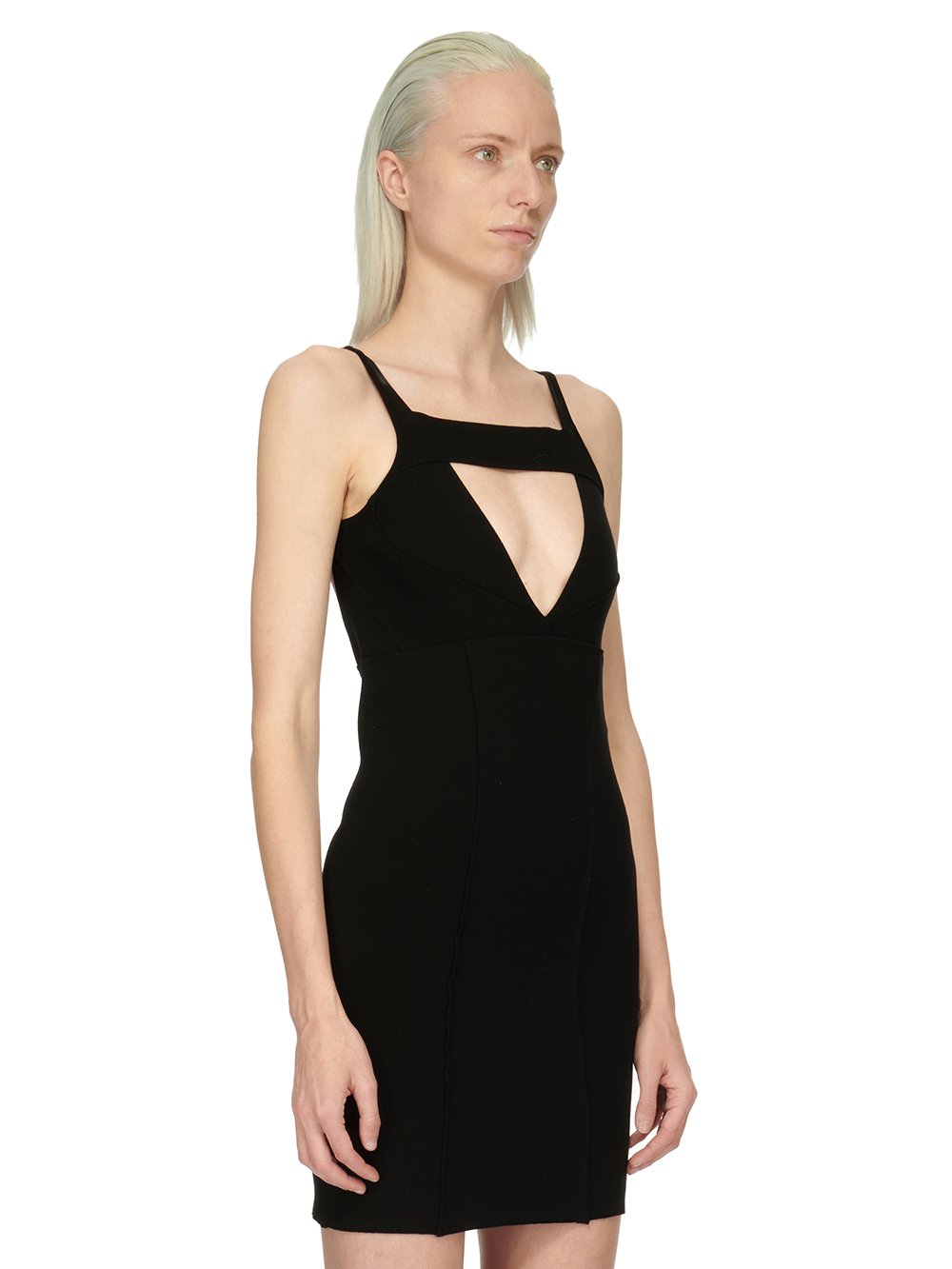 RICK OWENS FW23 LUXOR SLING MINIDRESS IN BLACK STRETCH VISCOSE KNIT