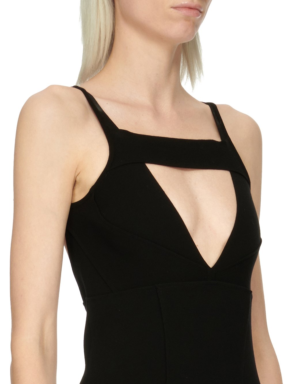 RICK OWENS FW23 LUXOR SLING MINIDRESS IN BLACK STRETCH VISCOSE KNIT