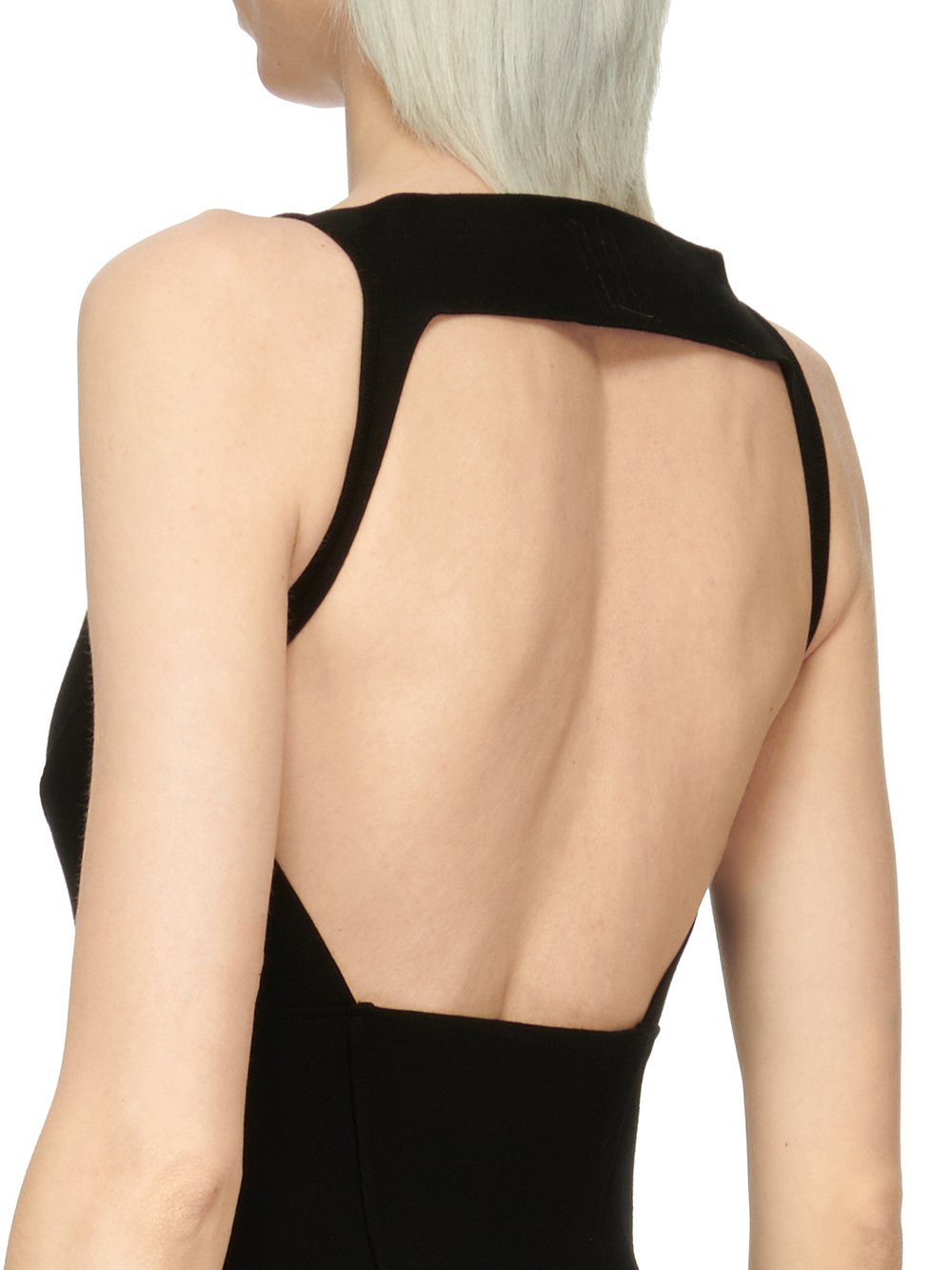 RICK OWENS FW23 LUXOR SLING MINIDRESS IN BLACK STRETCH VISCOSE KNIT