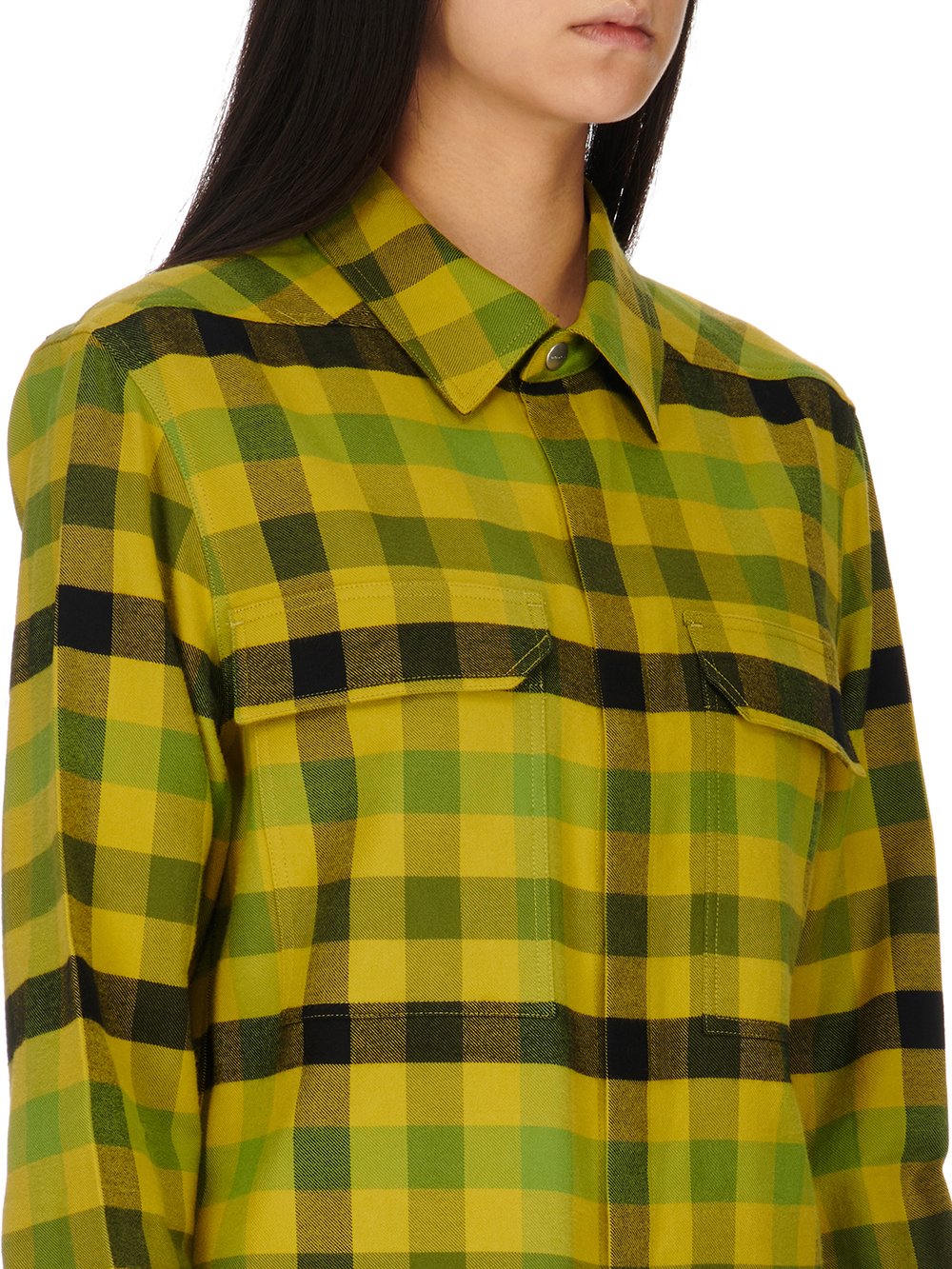 RICK OWENS FW23 LUXOR OUTERSHIRT IN AICD COTTON PLAID