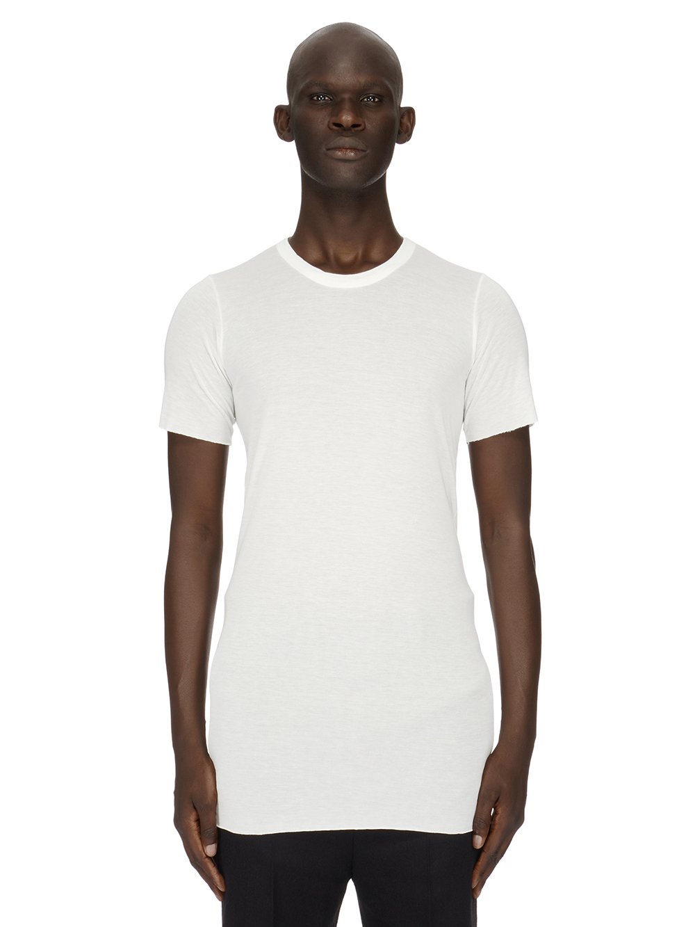 RICK OWENS FW23 LUXOR BASIC SS T IN MILK WHITE VISCOSE SILK JERSEY