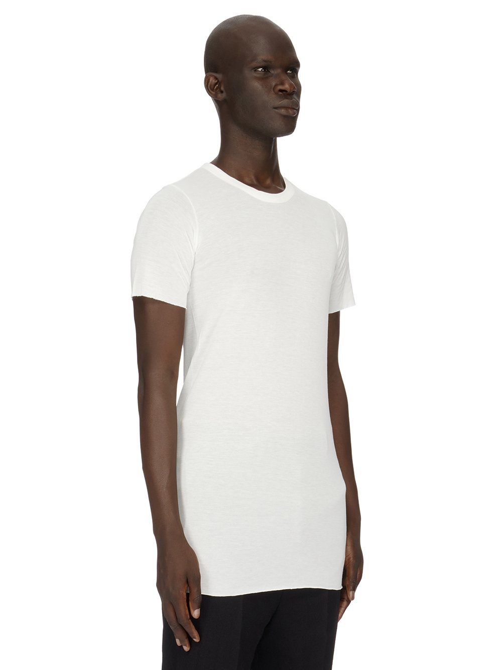 RICK OWENS FW23 LUXOR BASIC SS T IN MILK WHITE VISCOSE SILK JERSEY