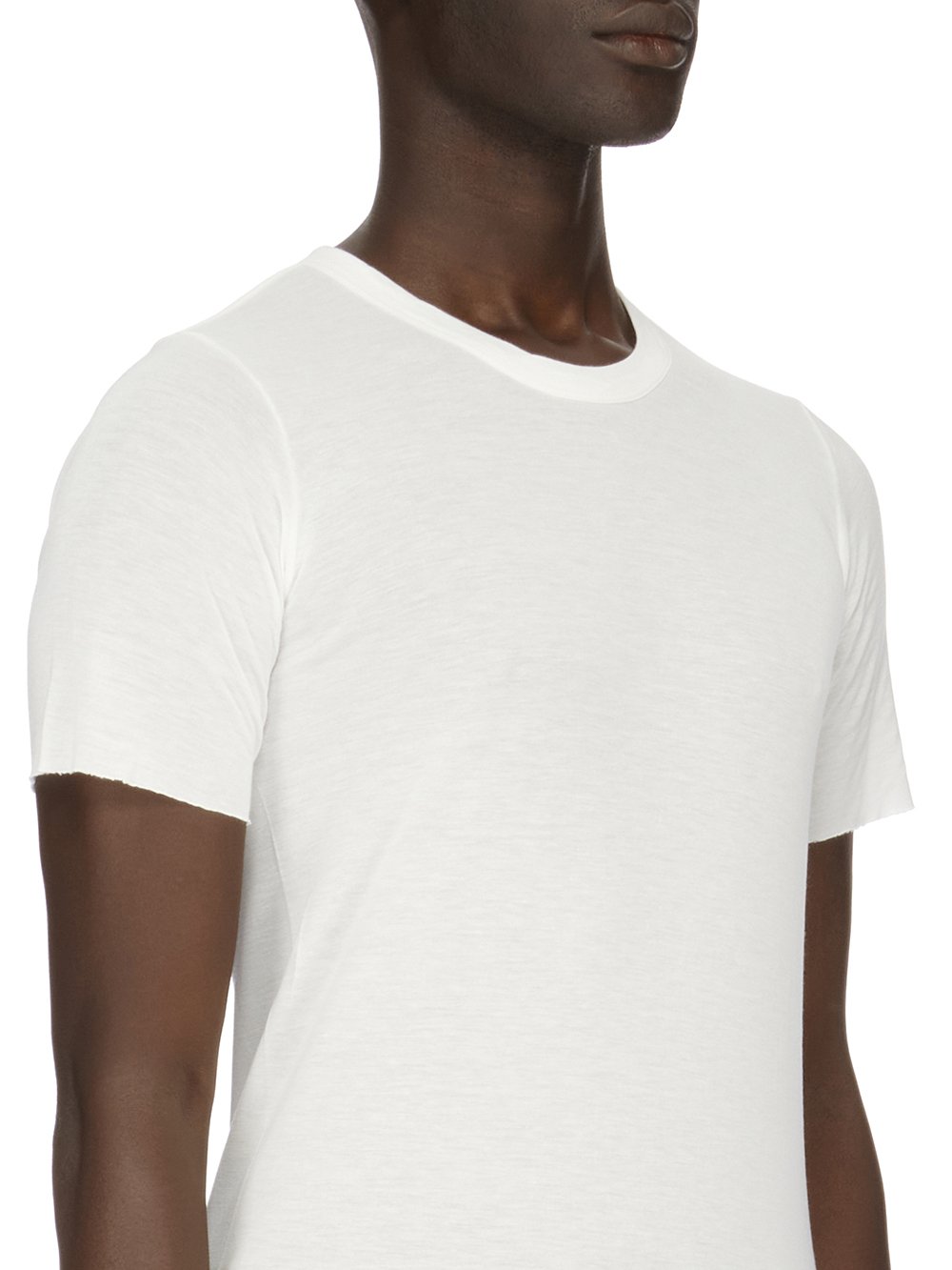 RICK OWENS FW23 LUXOR BASIC SS T IN MILK WHITE VISCOSE SILK JERSEY