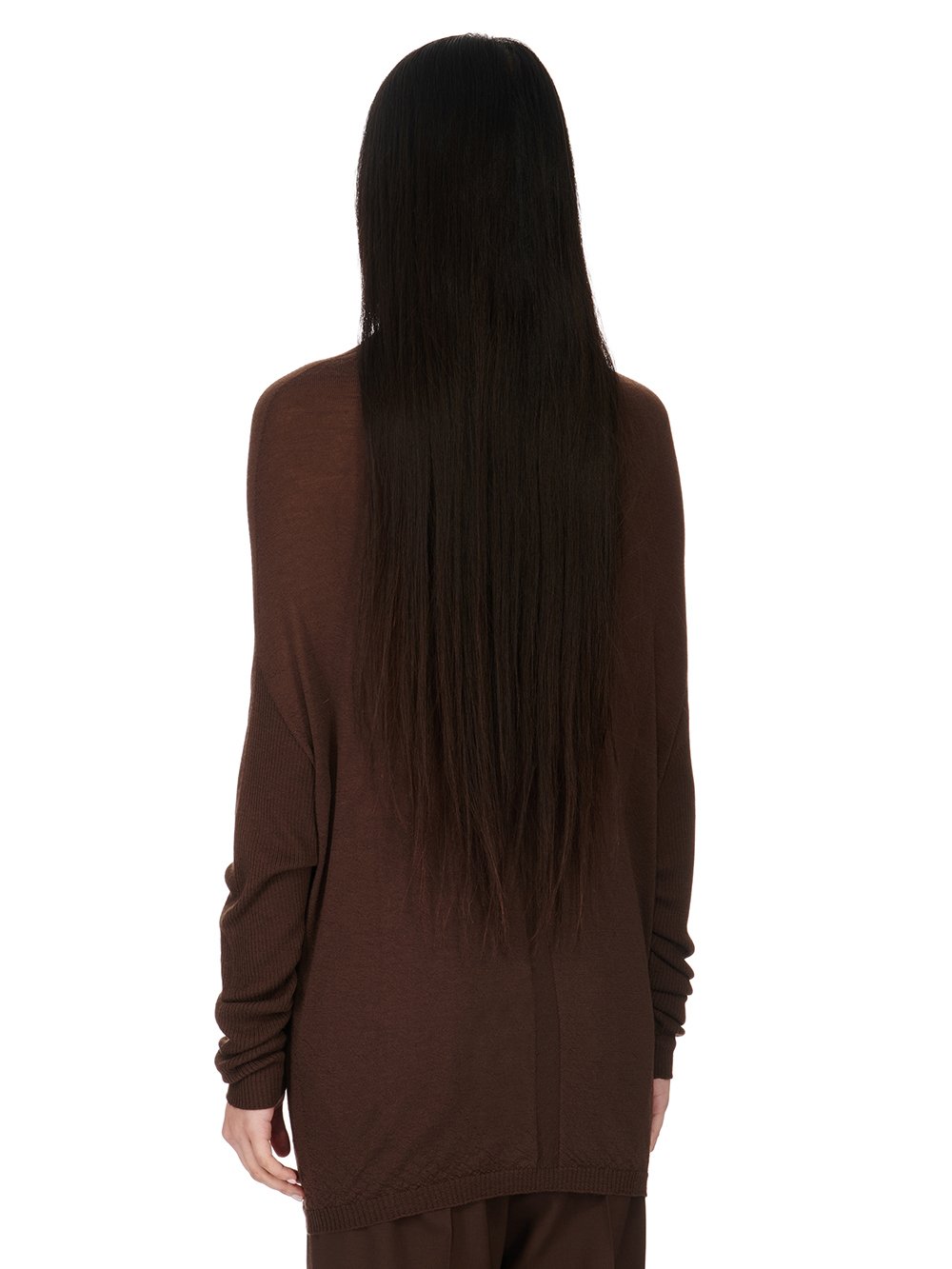 RICK OWENS FW23 LUXOR CRATER KNIT IN BROWN LIGHTWEIGHT RASATO KNIT