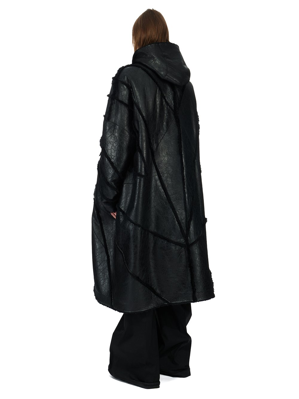 RICK OWENS FW23 LUXOR JUMBO PETER PEA IN BLACK BUTTER LAMB SHEARLING RADIANCE