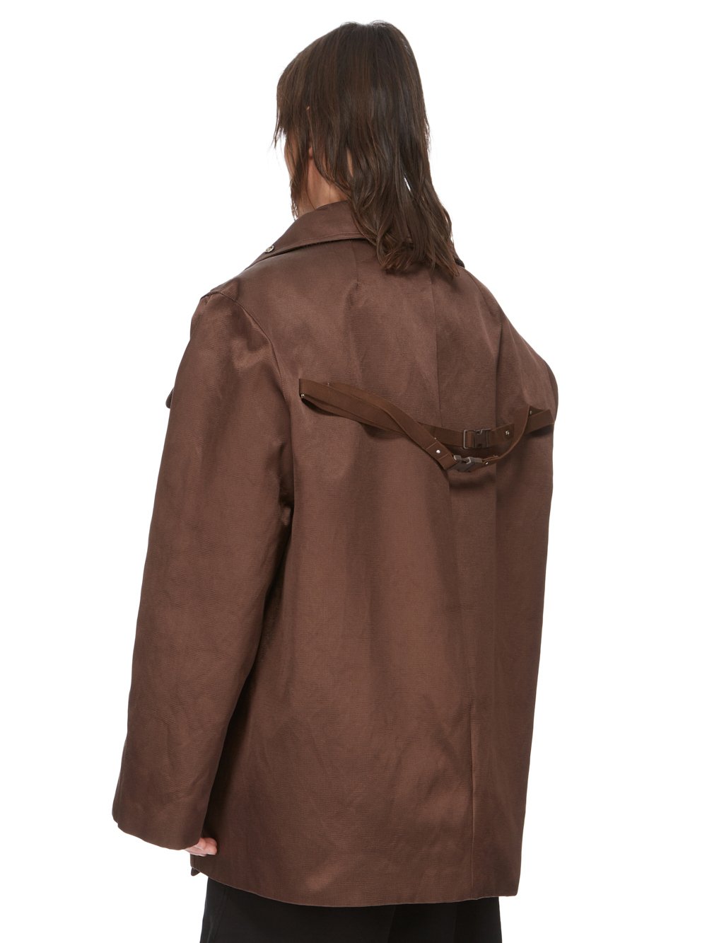 RICK OWENS FW23 LUXOR RUNWAY LUXOR CABAN IN BROWN COTTON SILK DUCHESSE