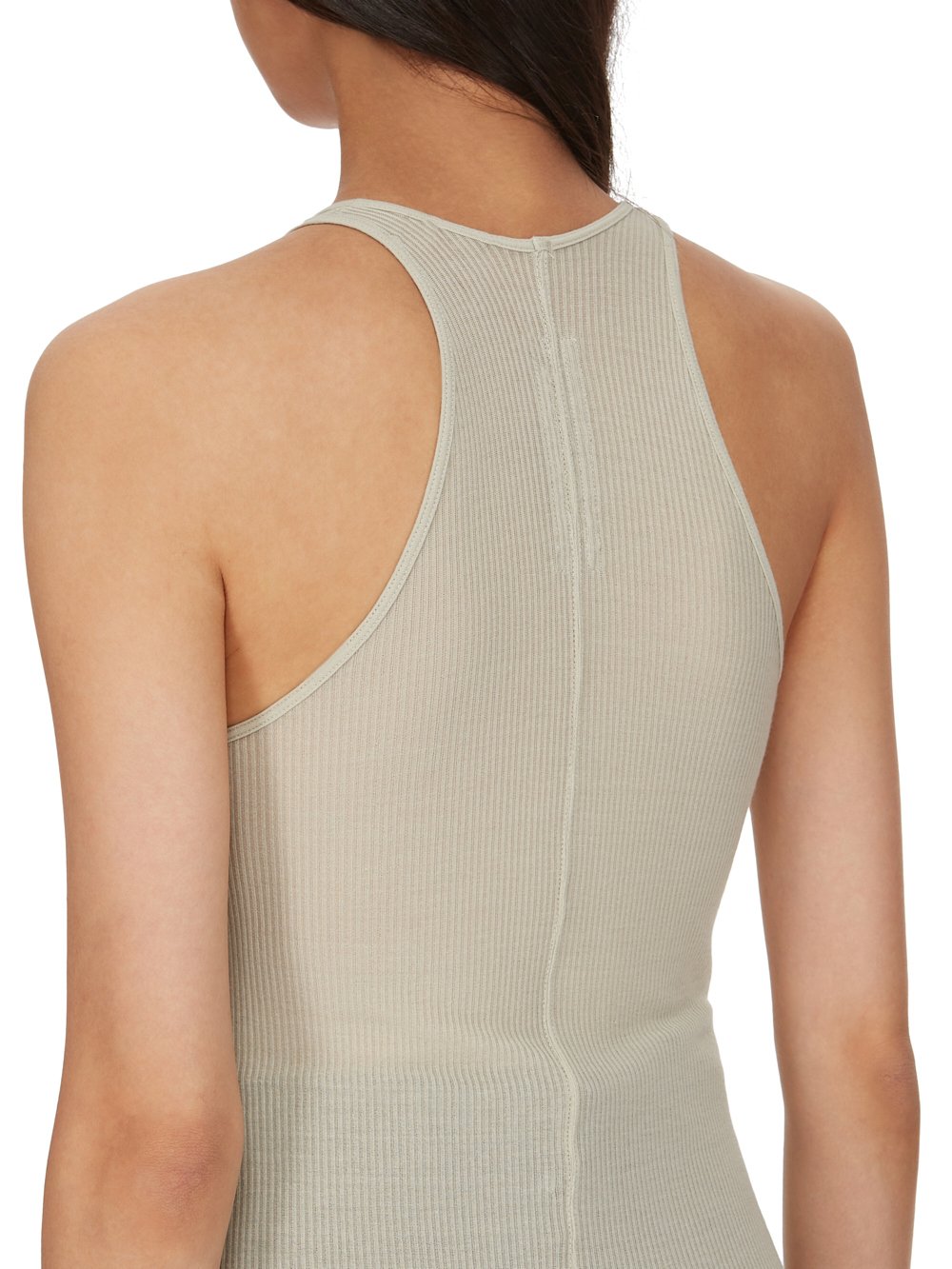 RICK OWENS FW23 LUXOR BASIC RIB TANK IN PEARL VISCOSE SILK RIB JERSEY