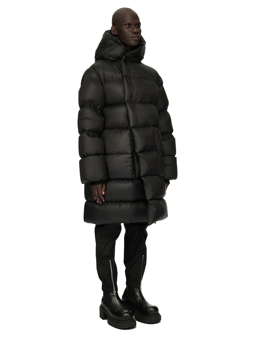 RICK OWENS FW23 LUXOR LS HOODED LINER IN BLACK RECYCLED NYLON