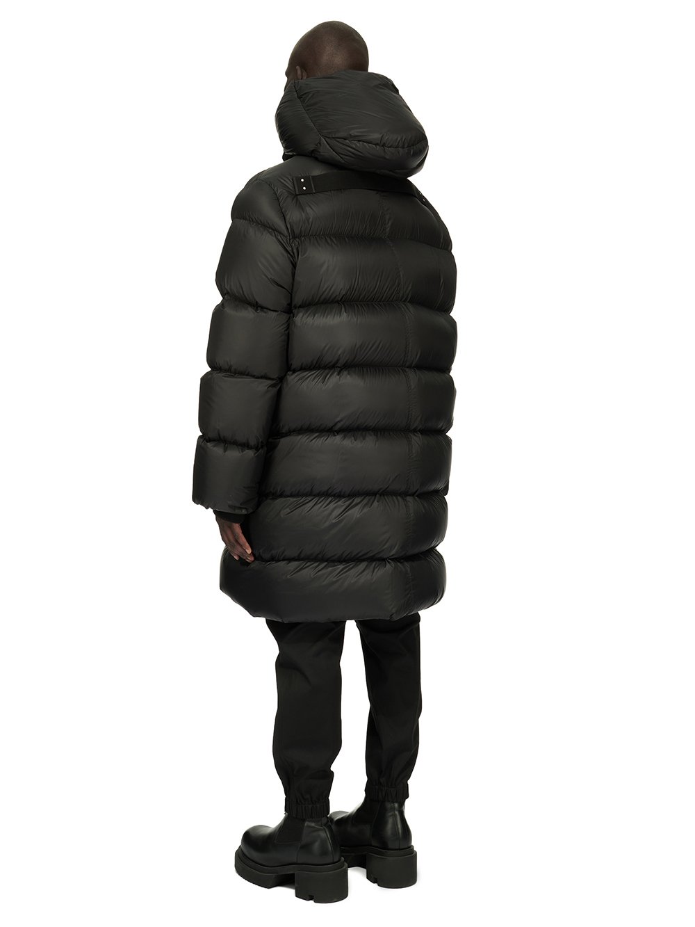 RICK OWENS FW23 LUXOR LS HOODED LINER IN BLACK RECYCLED NYLON