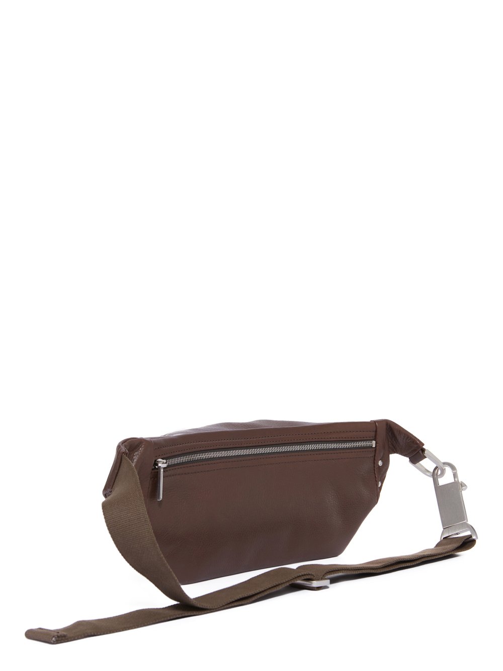 RICK OWENS FW23 LUXOR GEO BUMBAG IN BROWN SOFT GRAIN COW LEATHER