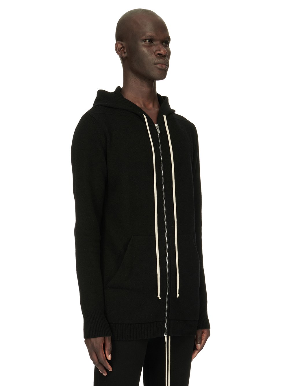 RICK OWENS FW23 LUXOR ZIPPED HOODIE IN RECYCLED CASHMERE KNIT