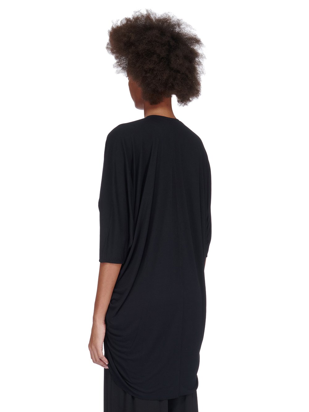 RICK OWENS LILIES FW23 LUXOR EM TOP IN BLACK FLUID VISCOSE JERSEY