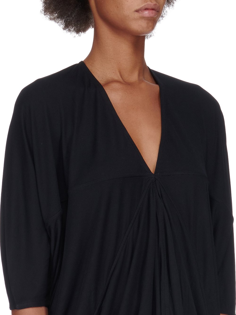 RICK OWENS LILIES FW23 LUXOR EM TOP IN BLACK FLUID VISCOSE JERSEY