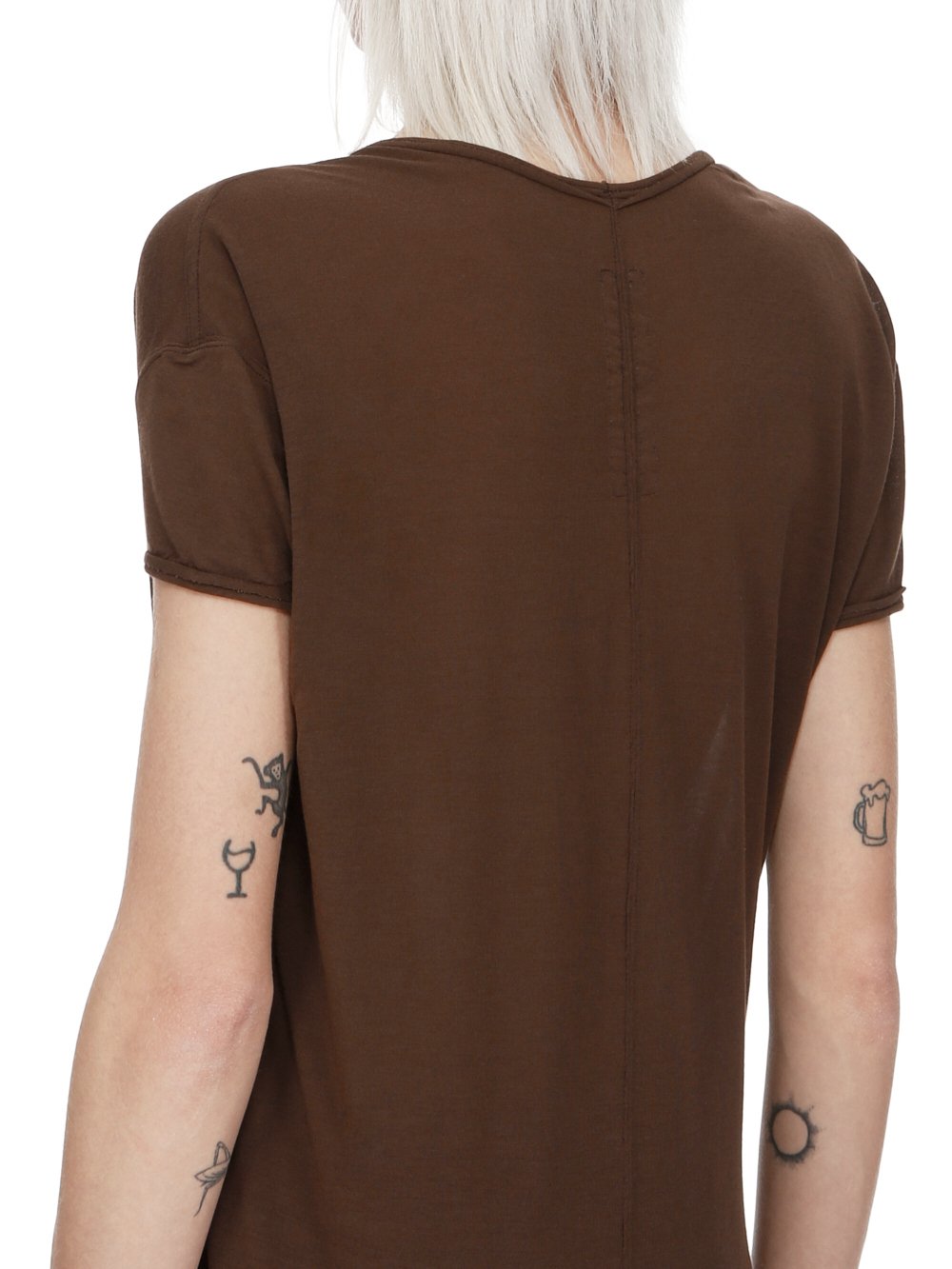 RICK OWENS FW23 LUXOR HIKED T IN BROWN VISCOSE SILK JERSEY