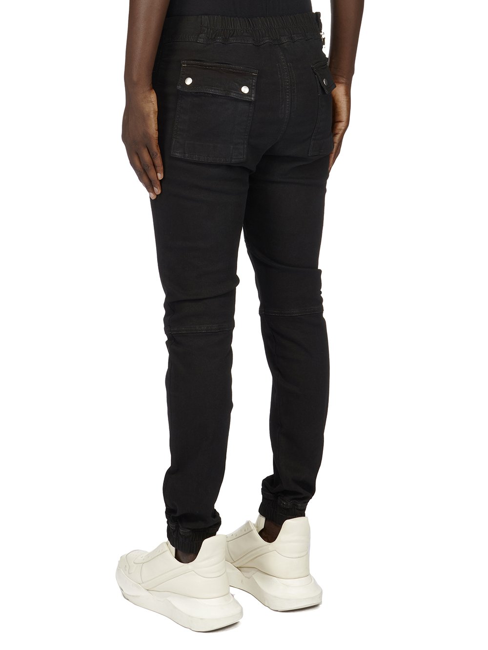 DRKSHDW FW23 LUXOR AIRCUT JOGGERS IN BLACKETY BLACK STRETCH DENIM 