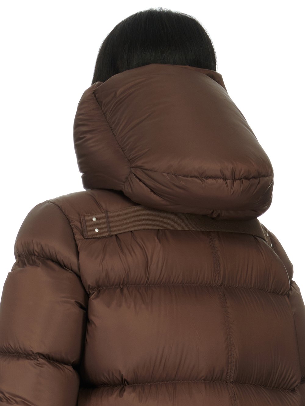 RICK OWENS FW23 LUXOR LS HOODED LINER IN BROWN RECYCLED NYLON