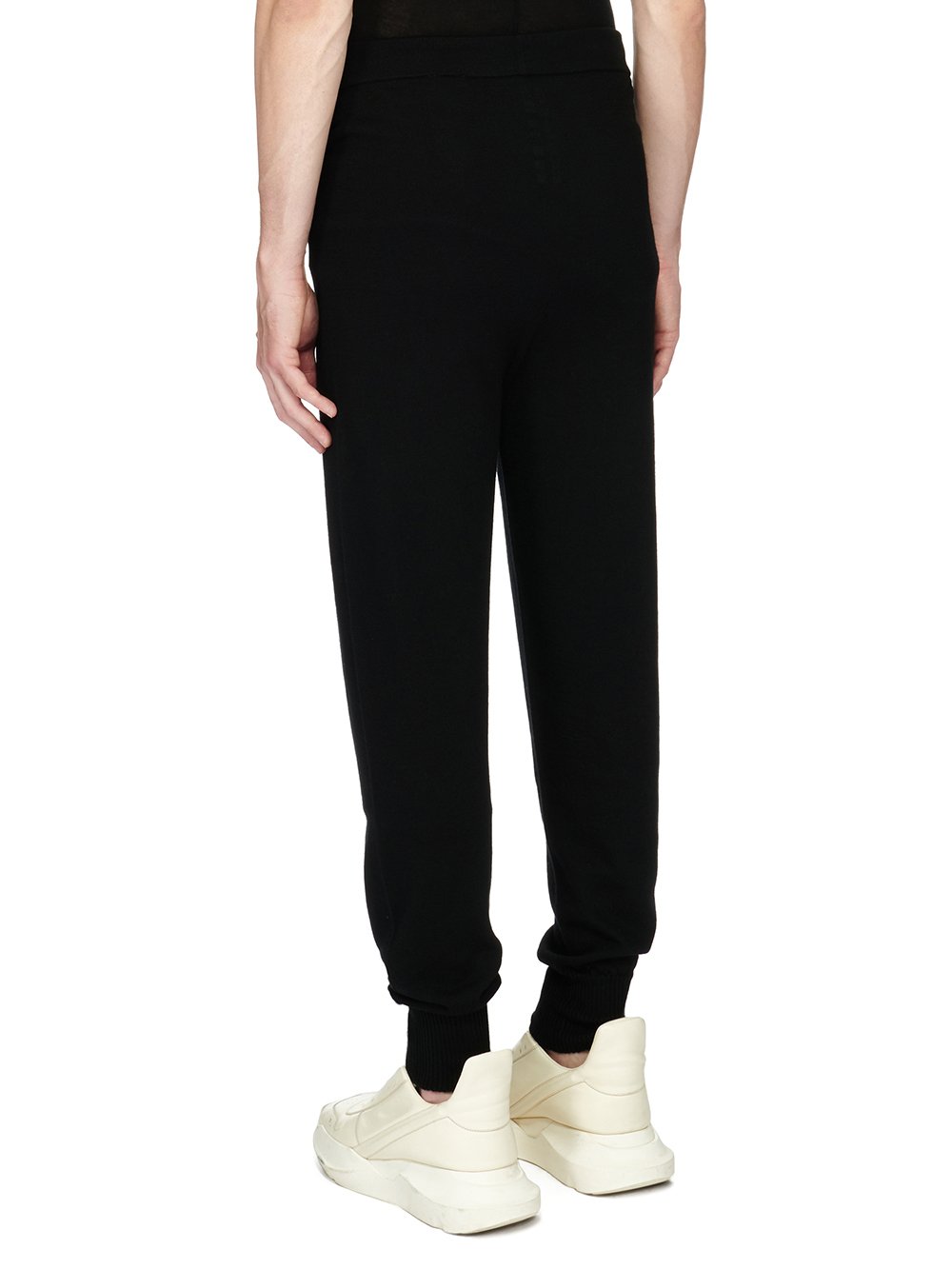 RICK OWENS FW23 LUXOR TRACK PANTS IN BLACK LIGHTWEIGHT RASATO KNIT