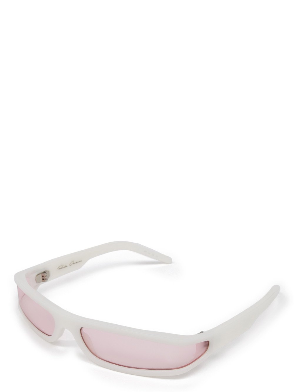 RICK OWENS FOG SUNGLASSES IN WHITE WITH PINK LENS