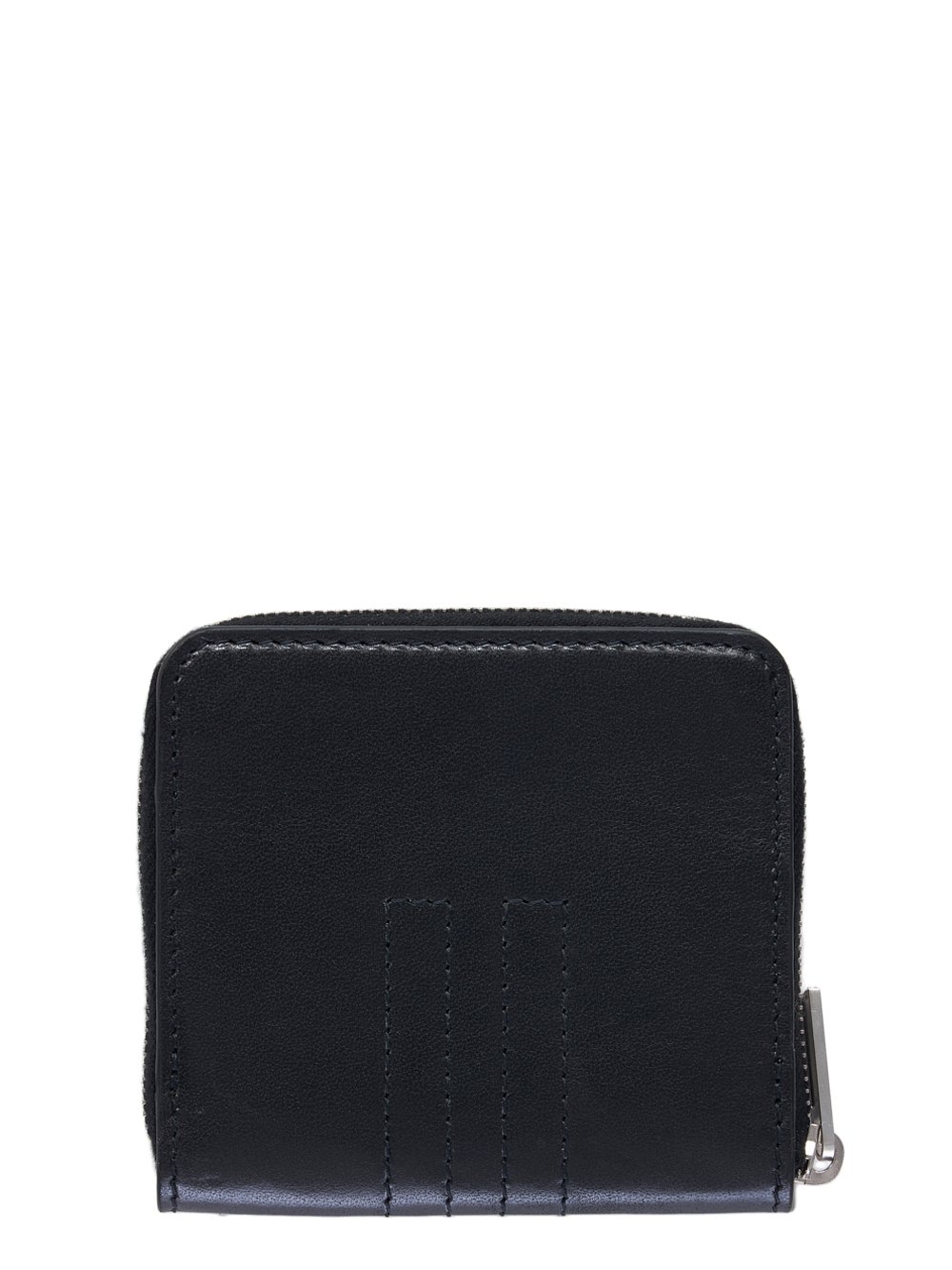 RICK OWENS FW23 LUXOR ZIPPED WALLET IN BLACK GLOSSY GROPONE COW LEATHER