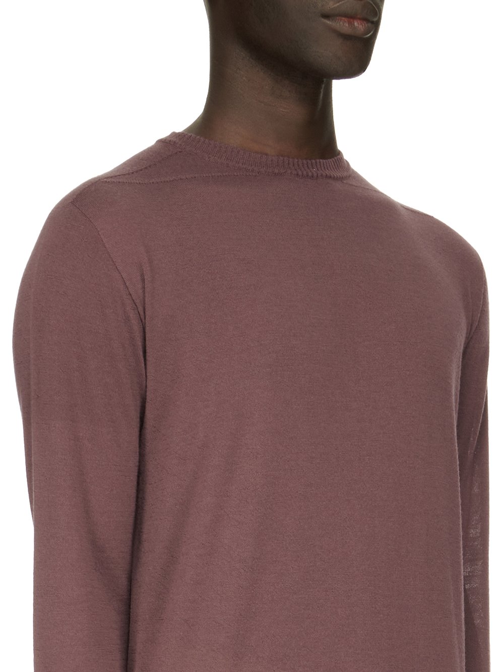 RICK OWENS FW23 LUXOR OVERSIZED ROUND NECK IN AMETHYST PURPLE LIGHTWEIGHT RASATO KNIT