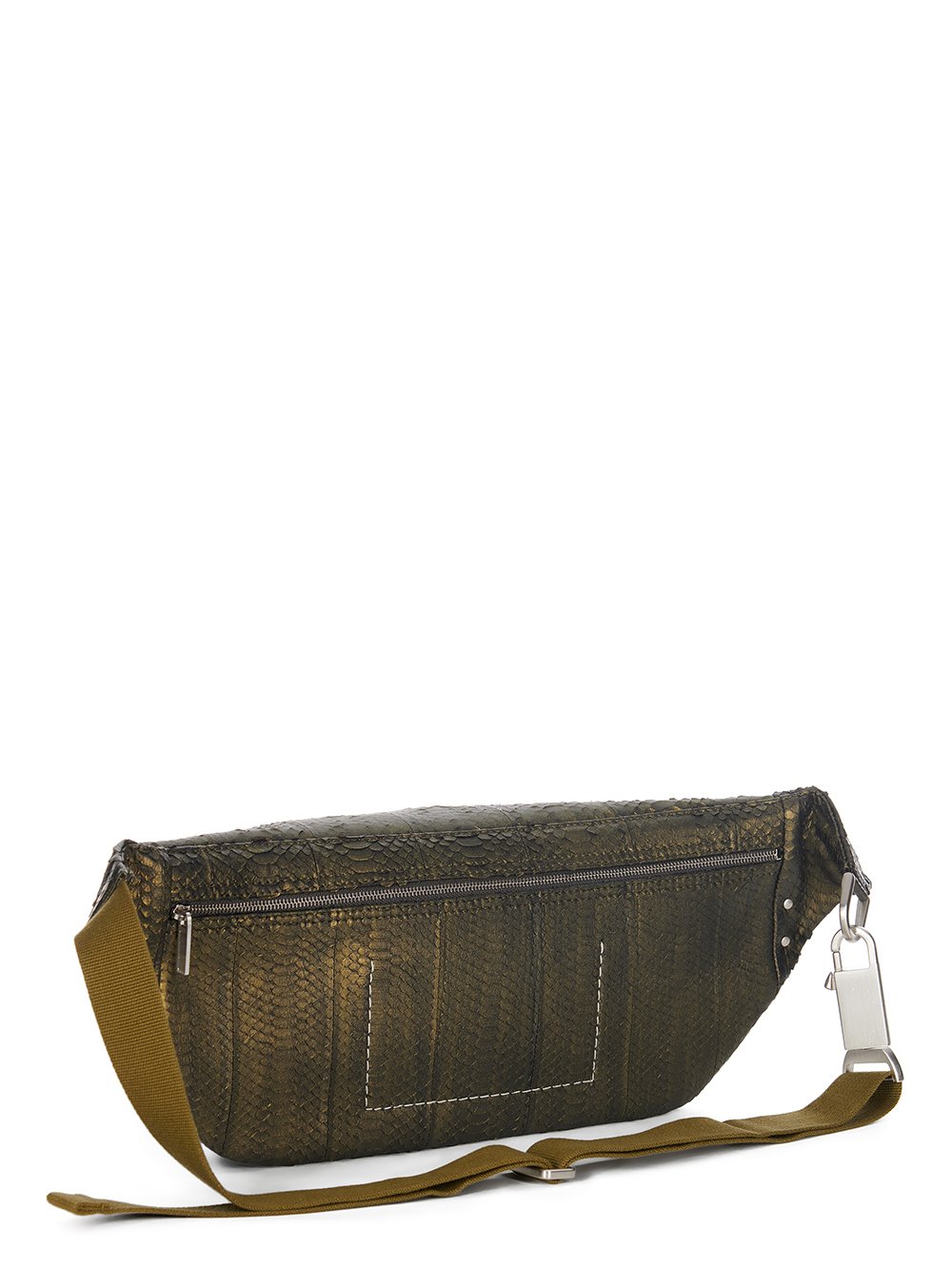 RICK OWENS FW23 LUXOR BUMBAG IN METALLIC ACID XENOCHROPHIS SNAKE