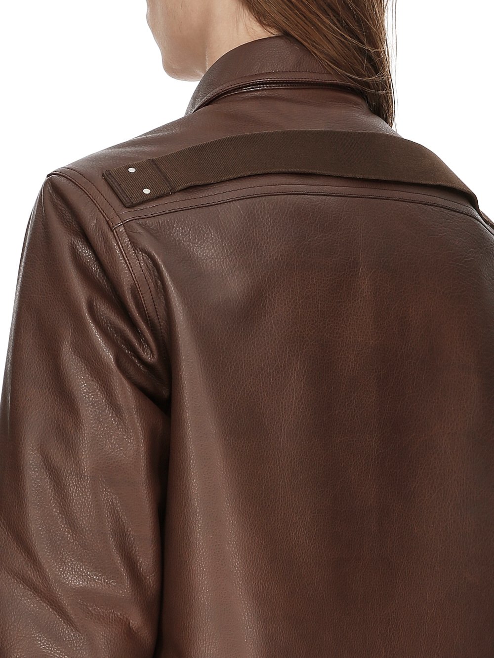 RICK OWENS FW23 LUXOR OUTERSHIRT IN BROWN SOFT GRAIN COW LEATHER