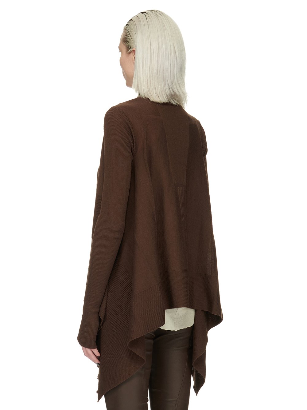 RICK OWENS FW23 LUXOR MEDIUM WRAP IN BROWN LIGHTWEIGHT RASATO KNIT