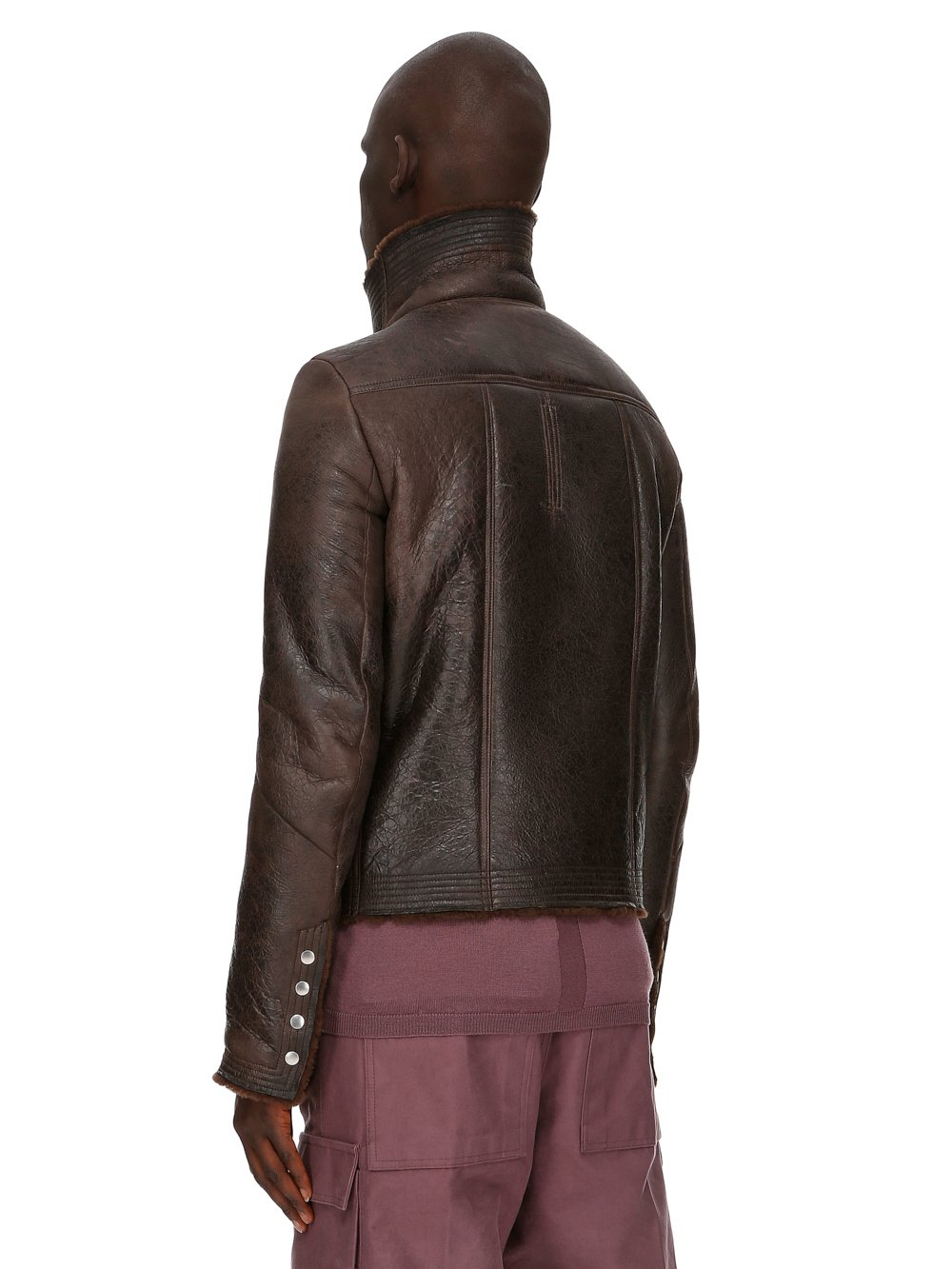 RICK OWENS FW23 LUXOR BAUHAUS JKT IN BROWN BUTTER LAMB SHEARLING