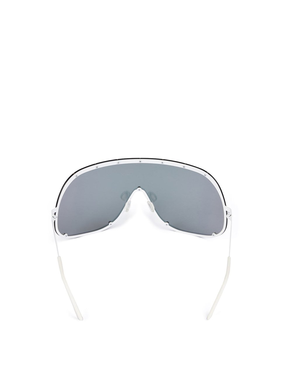 RICK OWENS SHIELD SUNGLASSES IN WHITE WITH PINK LENS