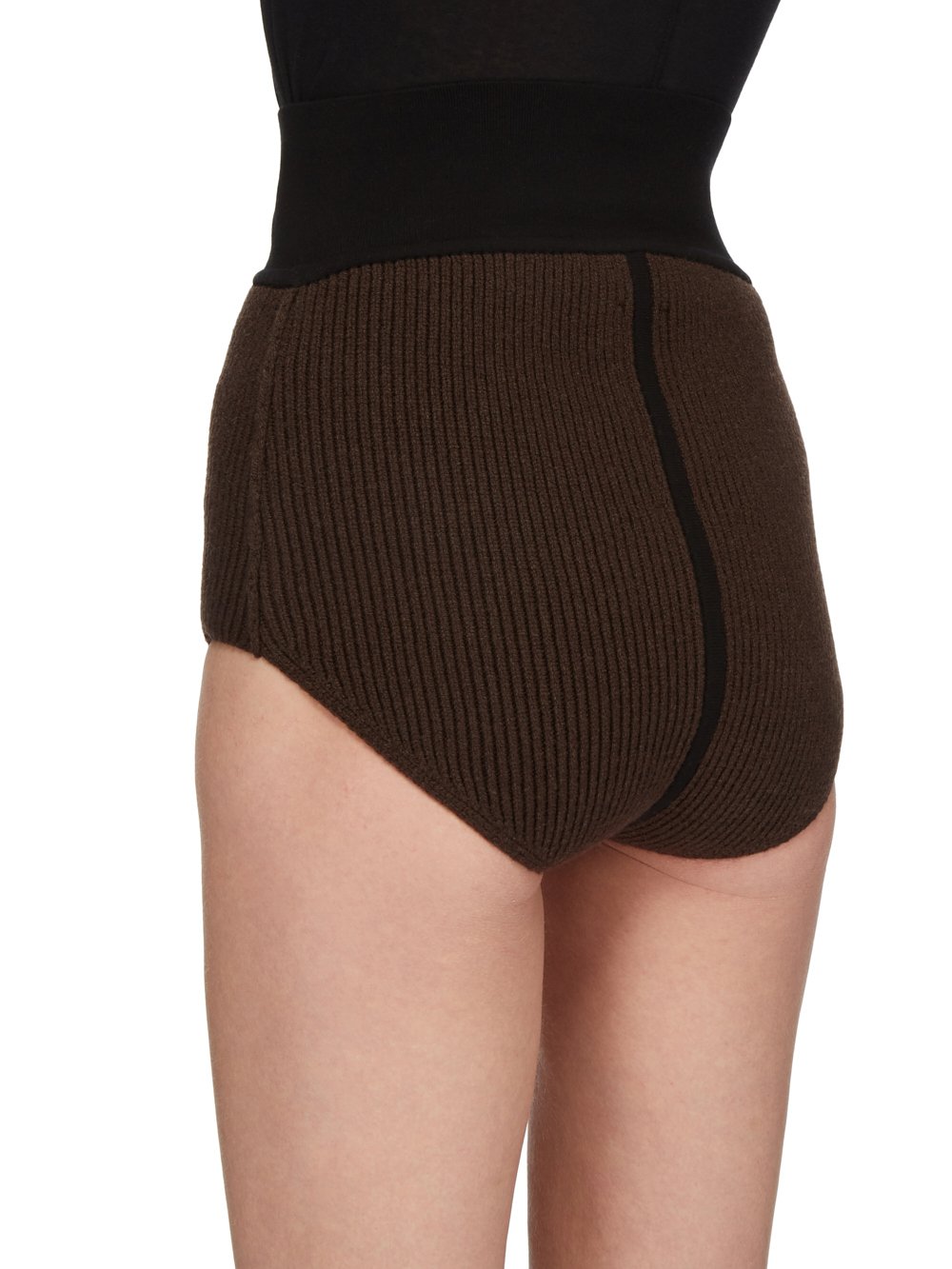 RICK OWENS FW23 LUXOR RUNWAY DIRT PANTIES IN BROWN AND BLACK HEAVY RIB RECYCLED CASHMERE