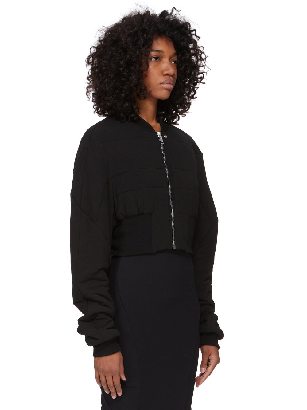 RICK OWENS LILIES FW23 LUXOR COLLAGE BOMBER IN BLACK MODAL CASHMERE JERSEY