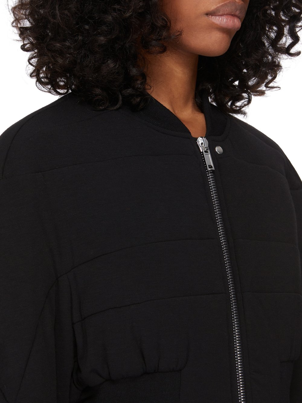 RICK OWENS LILIES FW23 LUXOR COLLAGE BOMBER IN BLACK MODAL CASHMERE JERSEY