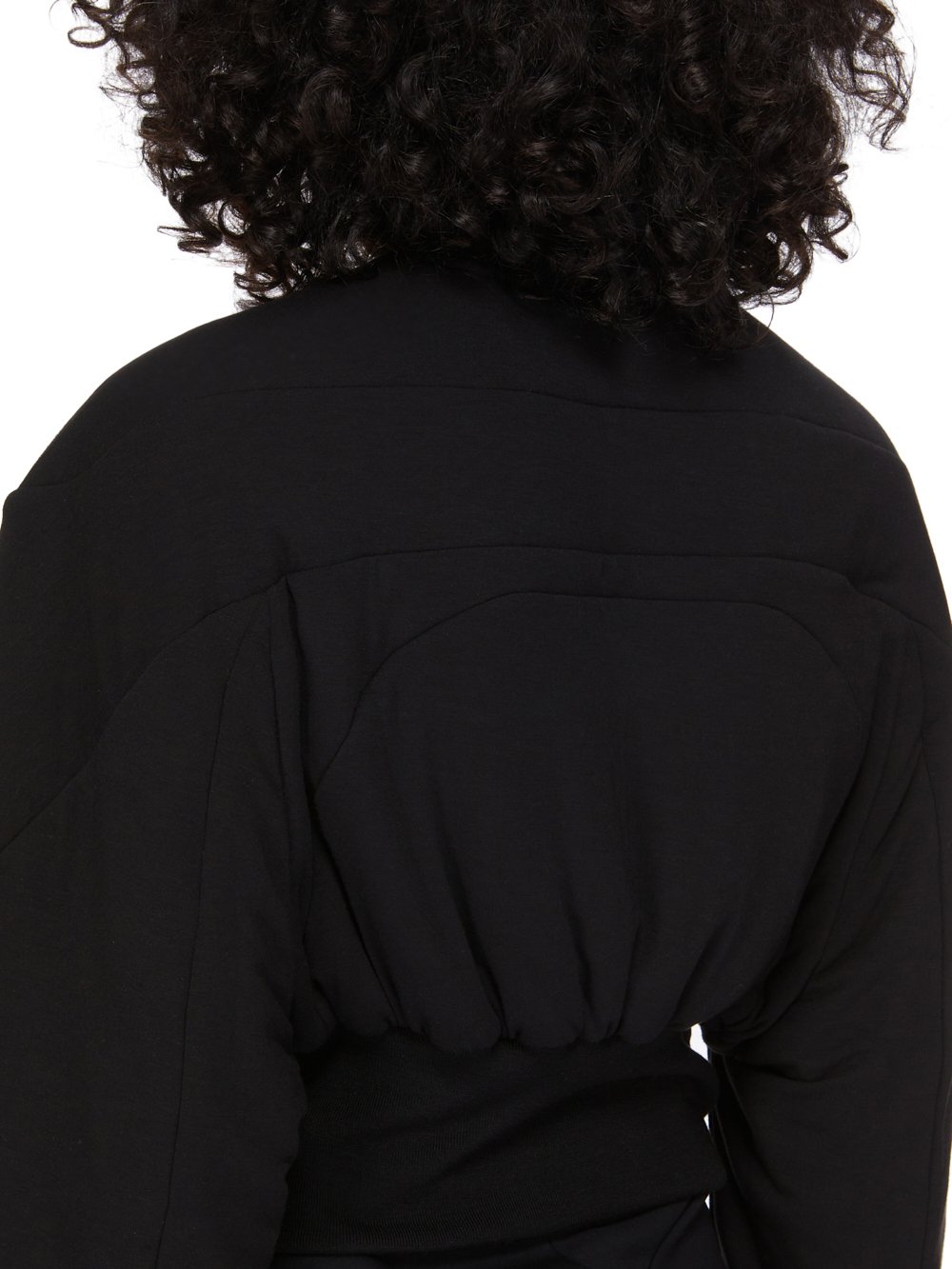 RICK OWENS LILIES FW23 LUXOR COLLAGE BOMBER IN BLACK MODAL CASHMERE JERSEY