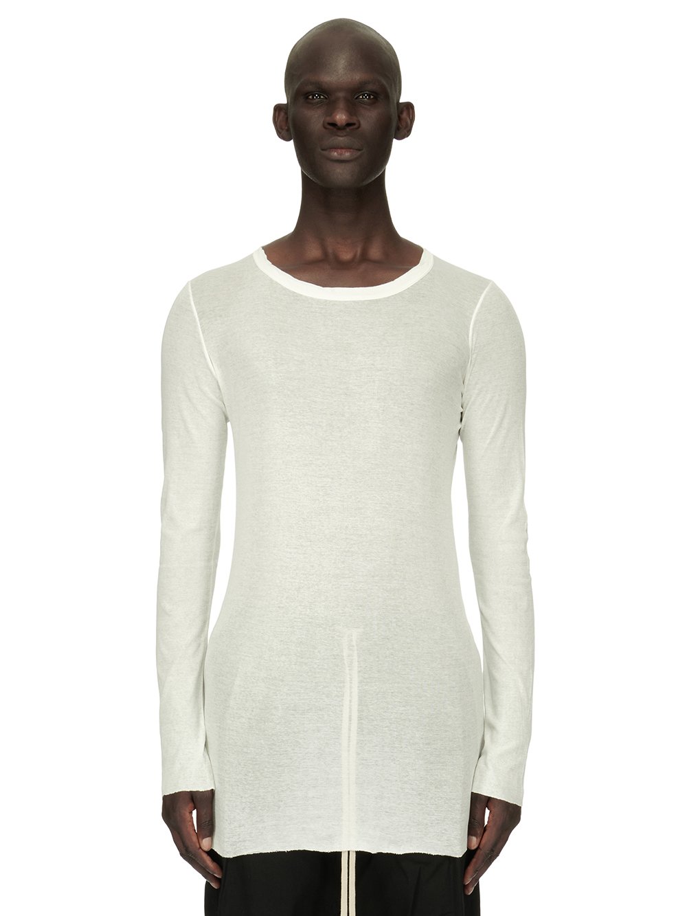 RICK OWENS FOREVER RIB LS T IN MILK MINI RIB JERSEY