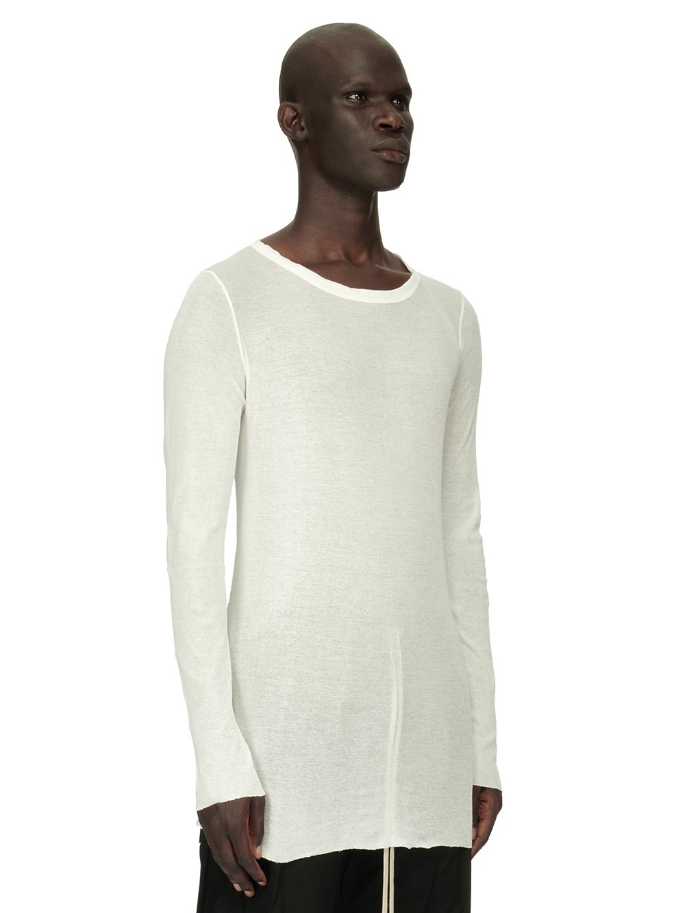 RICK OWENS FOREVER RIB LS T IN MILK MINI RIB JERSEY