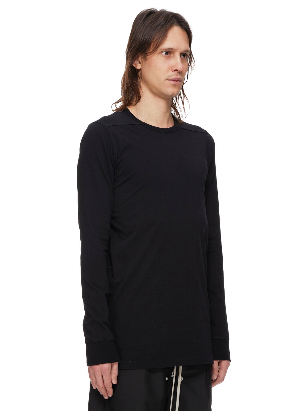 RICK OWENS FW23 LUXOR LEVEL LS T IN  BLACK CLASSIC COTTON JERSEY